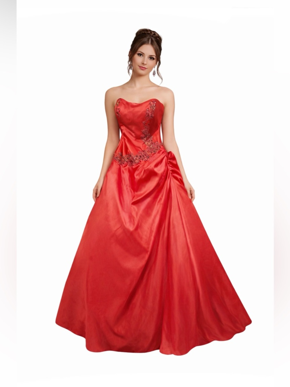 Riva Designs Strapless Beaded Coral Prom Gown NWT Size 6